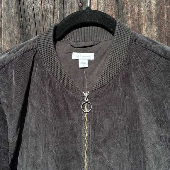 J. Jill Velvet Black Quilted Bomber Jacket - Picture 3 of 10